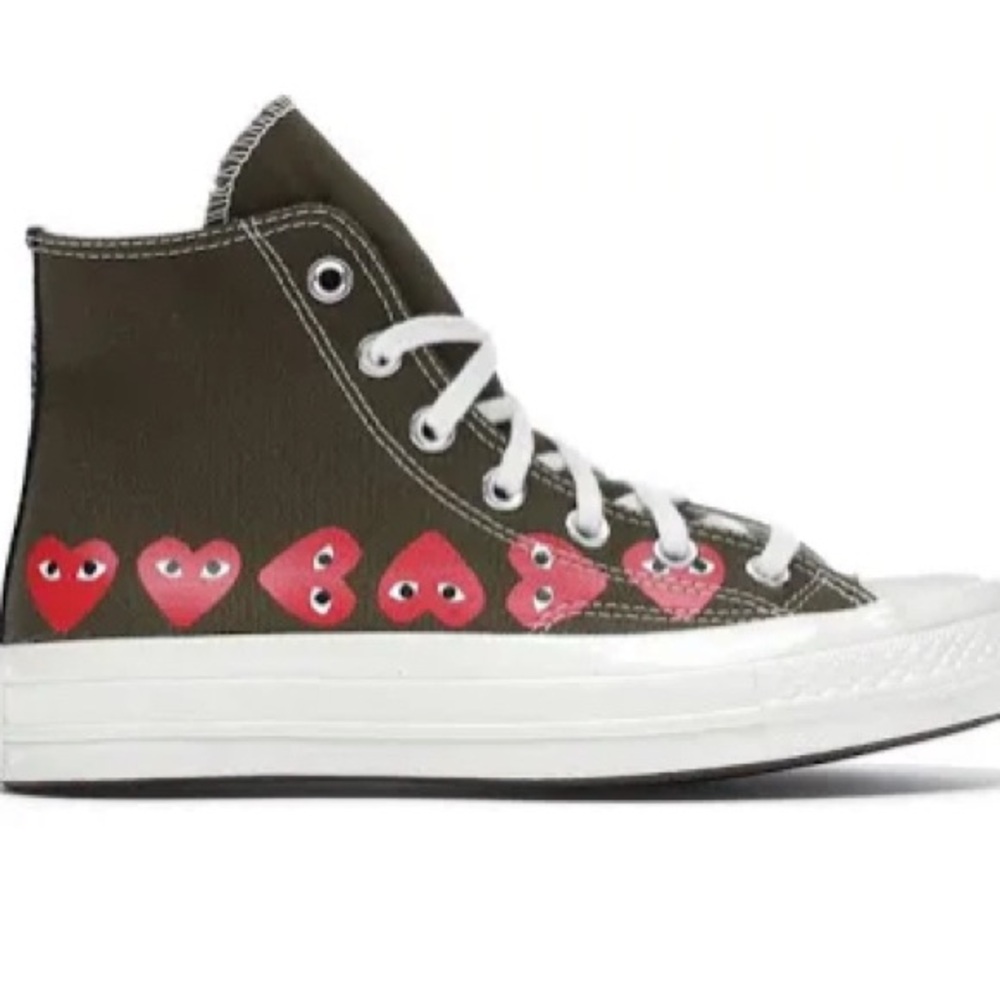 Converse Women’s High-Tops - Green with Red Hearts